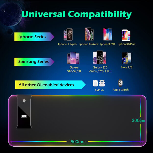 10W RGB Wireless Charging Mouse Pad - Imagem 6